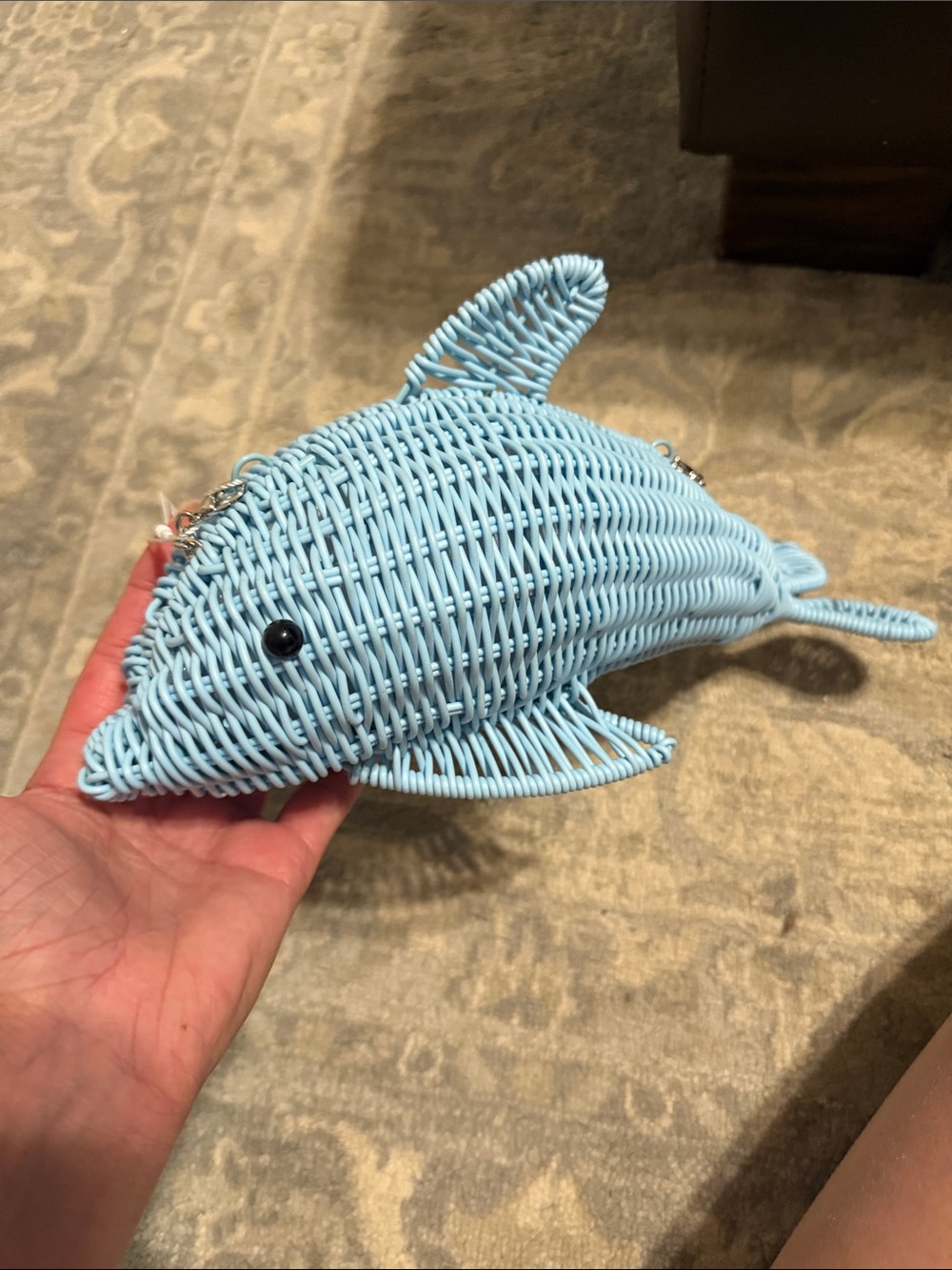 Tommy Bahama Blue Wicker Dolphin Purse